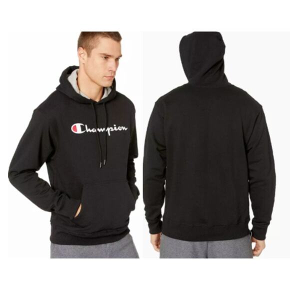 Champion Men's Black GF89H BKC Graphic Hoodie Pullover Sweatshirt Size Small - Picture 1 of 6